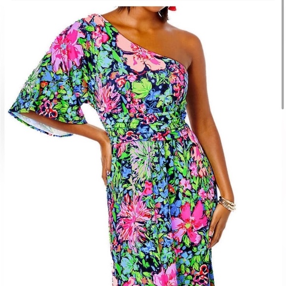 NWT LILLY PULITZER Niki One Shoulder Maxi Dress Women’s Medium - Picture 2 of 9